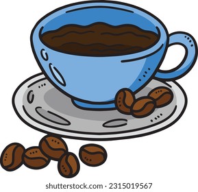  Coffee Cup Coffee Beans Cartoon Colored Clipart