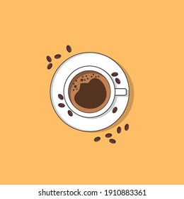 coffee cup with coffee beans cartoon vector icon illustration. flat cartoon style vector
