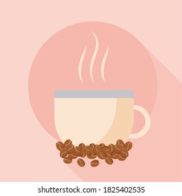 coffee cup with beans design of drink caffeine breakfast and beverage theme Vector illustration