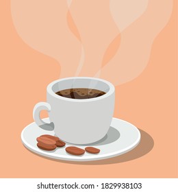coffee cup with beans design of drink caffeine breakfast and beverage theme Vector illustration