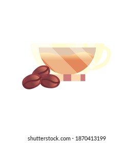 coffee cup and beans design of drink caffeine breakfast and beverage theme Vector illustration