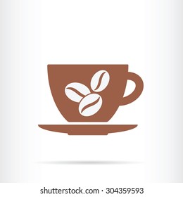 coffee cup beans icon abstract vector illustration