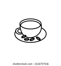 coffee cup and beans icon in vector. Logotype