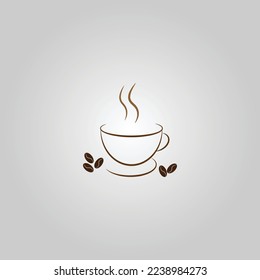 Coffee cup and coffee beans icon - Vector