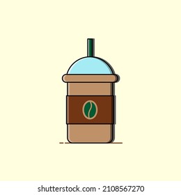 Coffee cup with coffee beans illustration