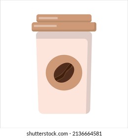 Coffee cup with coffee beans illustration isolated vector