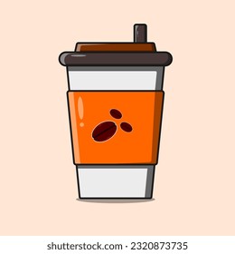 coffee cup with coffee beans illustration vector cartoon