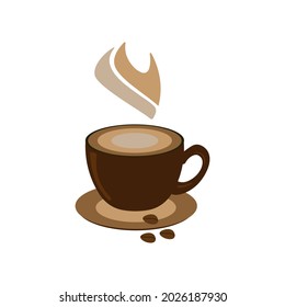 Coffee cup with coffee beans isolated on white background. Vector illustration.