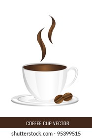 coffee cup with beans coffee isolated over white background. vector