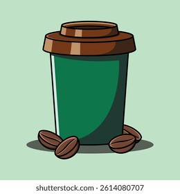 Coffee Cup with beans isolated vector