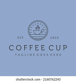 coffee cup and beans line art logo vector symbol illustration design