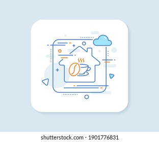 Coffee cup with beans line icon. Abstract vector button. Hot cappuccino sign. Tea drink mug symbol. Coffee cup line icon. Home concept badge. Vector