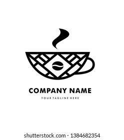 Coffee cup with beans logo design vector icon.  - Vector
