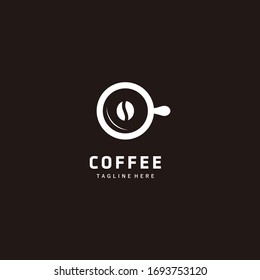 Coffee cup beans logo design vector illustration