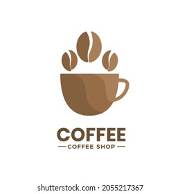 Coffee cup with beans logo design vector. Logo Coffee for coffee brand and coffee shop 