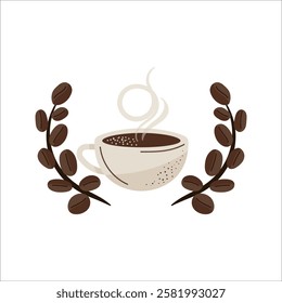 Coffee cup with beans logo design colored clipart use for cafe coffee shops roasters and business