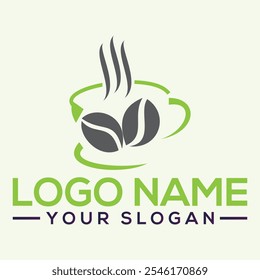 coffee cup with beans logo Espresso Symbol  template color