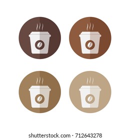 Coffee cup with coffee beans logo,  flat style vector illustrations 