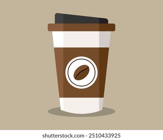 Kaffeetasse mit Kaffeebohnen Logo-Vektor. Café, Bohne, Tasse, Getränk, Espresso, Shop, Becher, Cappuccino, Restaurant, Logo, Symbol, Koffein. Kann für Banner, Web-Design, Poster verwenden. Isolierter Vektor. 