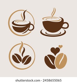 Coffee Cup and Beans Logo Vector Illustration