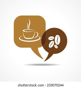 Coffee cup and beans in message bubble stock vector