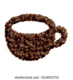 Kaffeetasse aus Bohnen auf transparentem Hintergrund