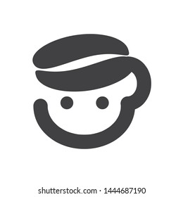 Coffee cup with beans on white background.