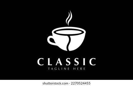 Coffee cup in beans shape abstarct monogram vector logo template