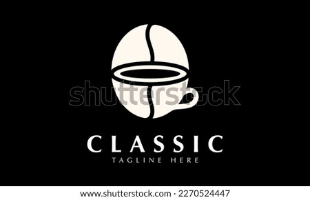 Coffee cup in beans shape abstarct monogram vector logo template