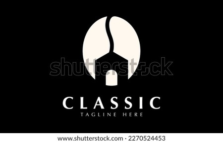 Coffee cup in beans shape abstarct monogram vector logo template