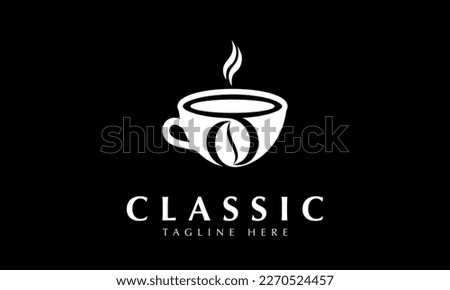Coffee cup in beans shape abstarct monogram vector logo template