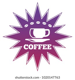 Coffee cup and coffee beans shop label design. Vector illustration