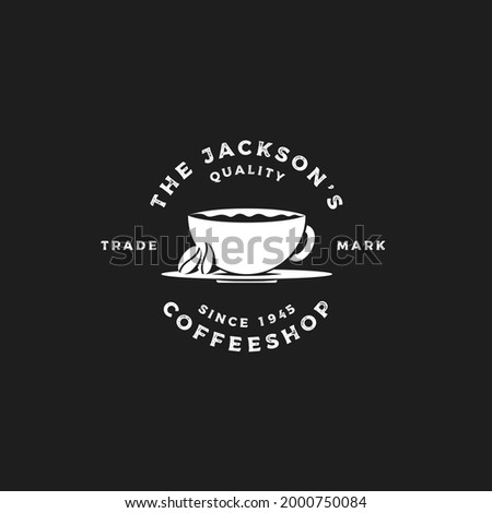 coffee cup with coffee beans Coffee shop Retro Vintage Labels cafe vector Logo design