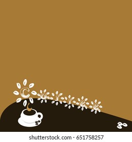 A coffee cup with coffee beans and text Coffee