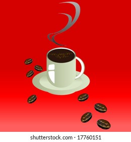 Coffee cup and beans vector