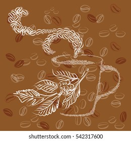 Coffee Cup with Beans. Vector