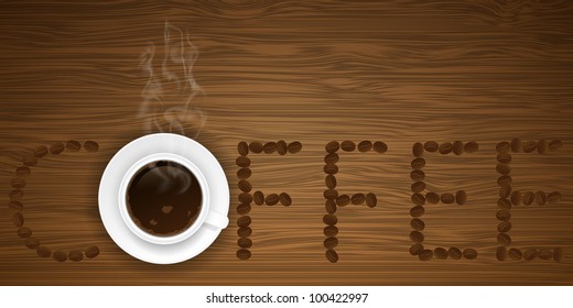 Coffee cup and beans. Vector illustration.