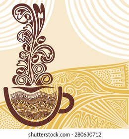 Coffee cup beautiful nature pattern background vector illustration