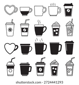 Conjunto de ícone de bebida da xícara de café