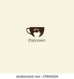 Coffee cup big and small logo vector.