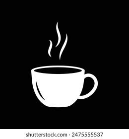 Coffee cup with black background icon set. Cups of coffee tea symbol collection. Vector Illustration.