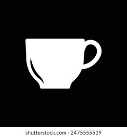 Coffee cup with black background icon set. Cups of coffee tea symbol collection. Vector Illustration.