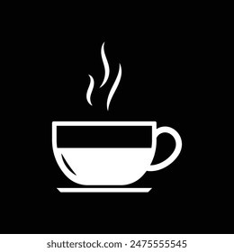 Coffee cup with black background icon set. Cups of coffee tea symbol collection. Vector Illustration.