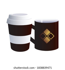 coffee cup black with corporate designs vector illustration design
