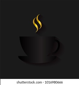 Coffee cup black metallic and golden smoke 