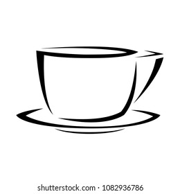 Coffee cup black on white background. Vector illustration