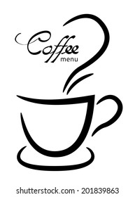 Coffee cup black on white background, illustration