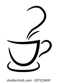 Coffee cup black on white background, illustration