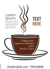 Coffee cup black on white background, illustration