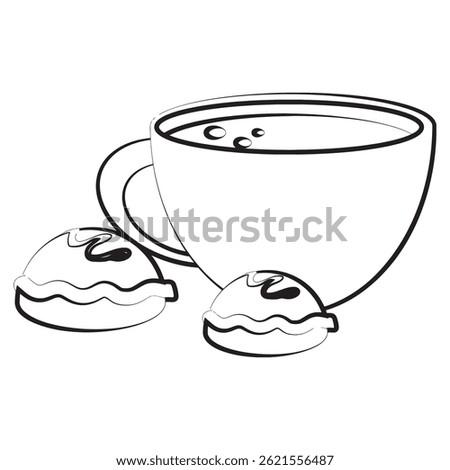 coffee cup in black outline style, vector illustration.
